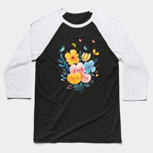 Enjoy The Butterflies With Beautiful Cute Flowers Baseball T-Shirt